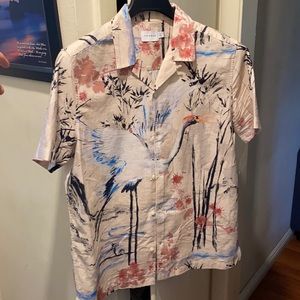 Topman Crane design button up short sleeve shirt